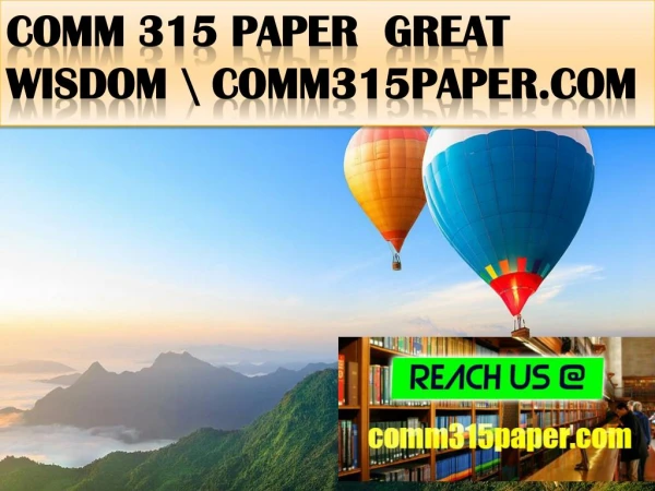 COMM 315 PAPER Great Wisdom \ comm315paper.com