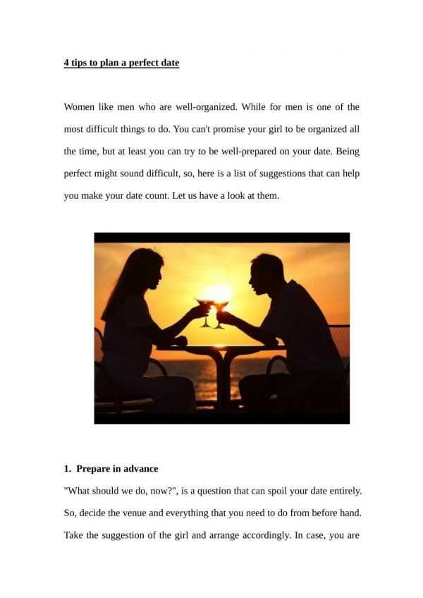 4 tips to plan a perfect date