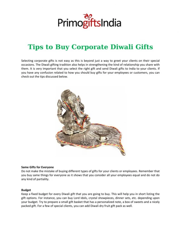 Tips to Buy Corporate Diwali Gifts