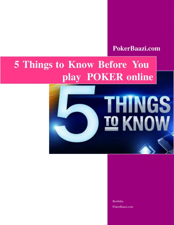 Five Things to Know Before You Play Poker Online
