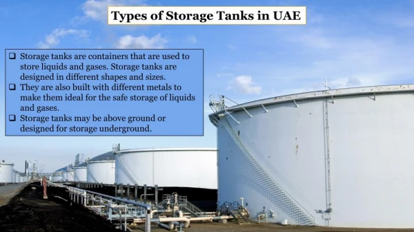 Different Types of Storage Tanks in UAE