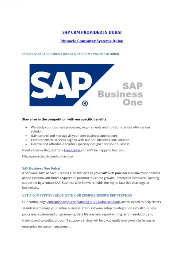SAP CRM Dubai | SAP Business One | ERP Softwares Dubai