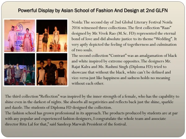 Powerful Display by Asian School of Fashion And Design at 2nd GLFN