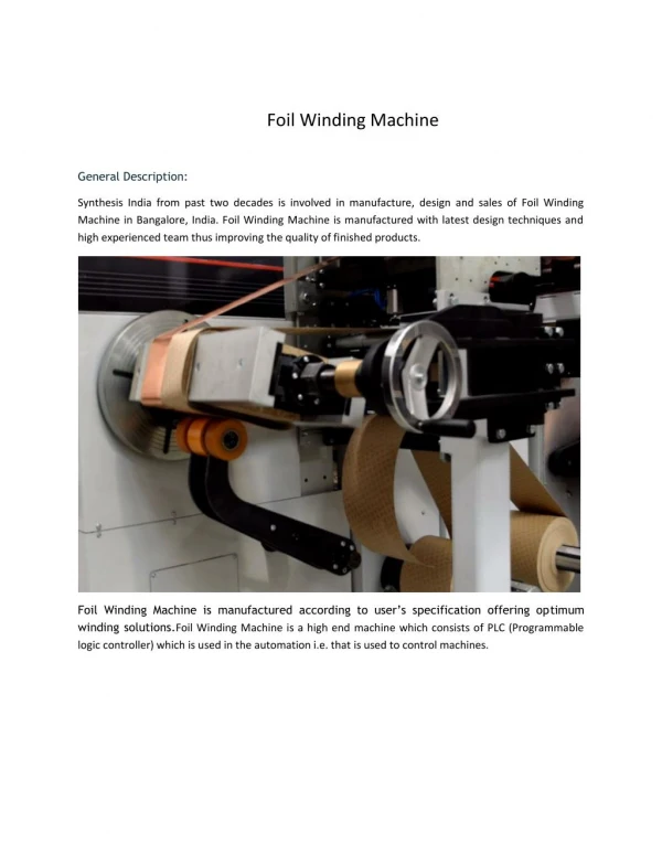 Foil Winding Machine