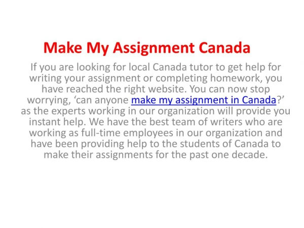 Make My Assignment Online Canada