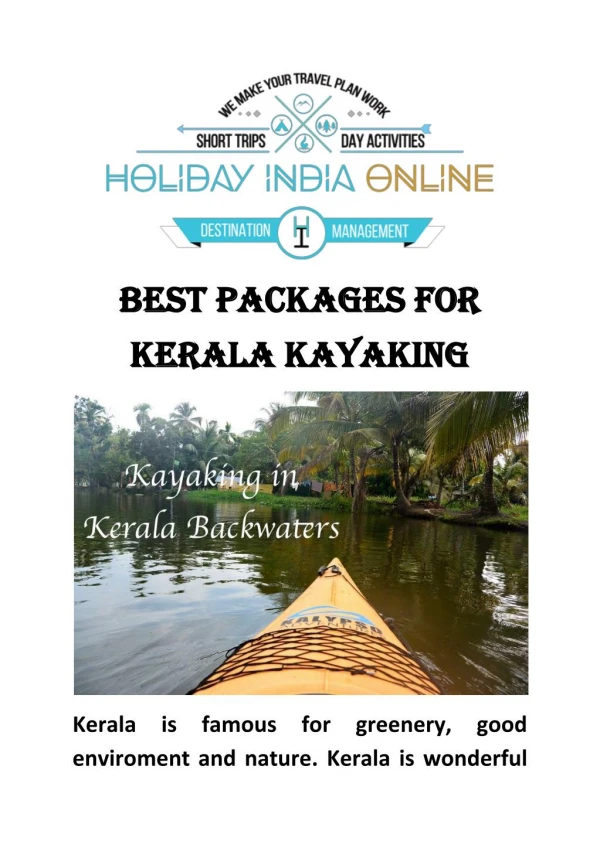Best Packages For Kerala Kayaking