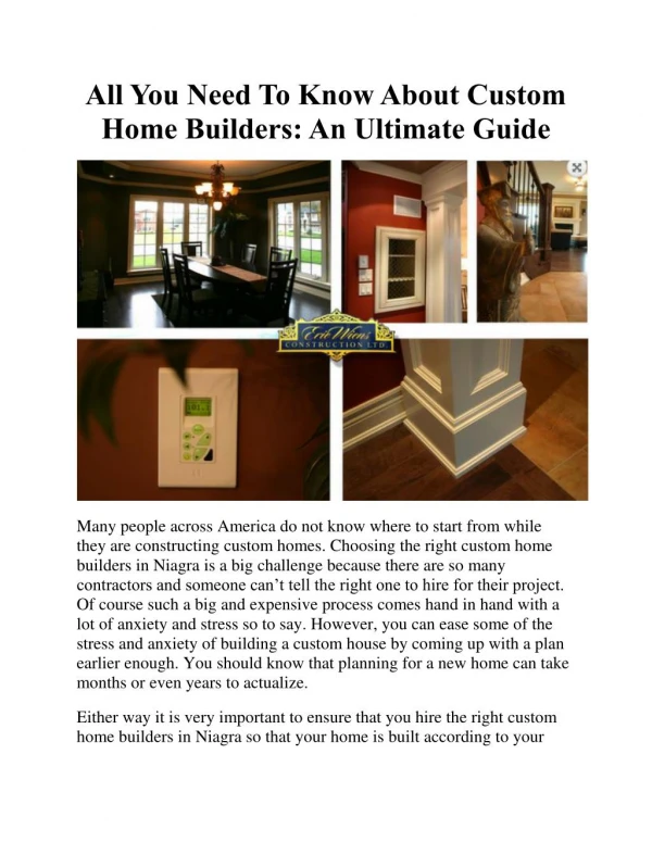 All You Need To Know About Custom Home Builders: An Ultimate Guide