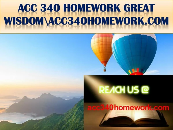 ACC 340 HOMEWORK GREAT WISDOM \ acc340homework.com