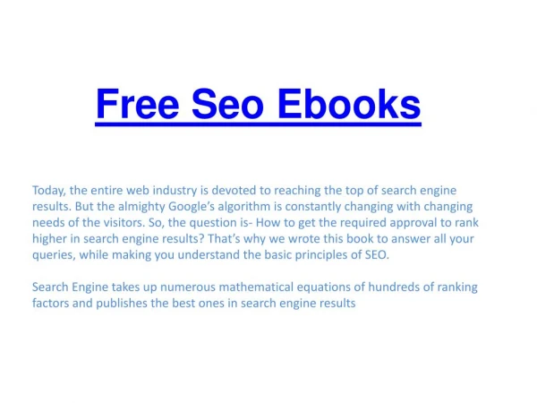 Download Free Seo Ebooks