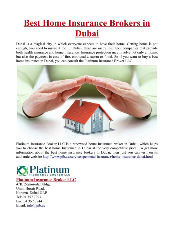 Best Home Insurance Brokers in Dubai