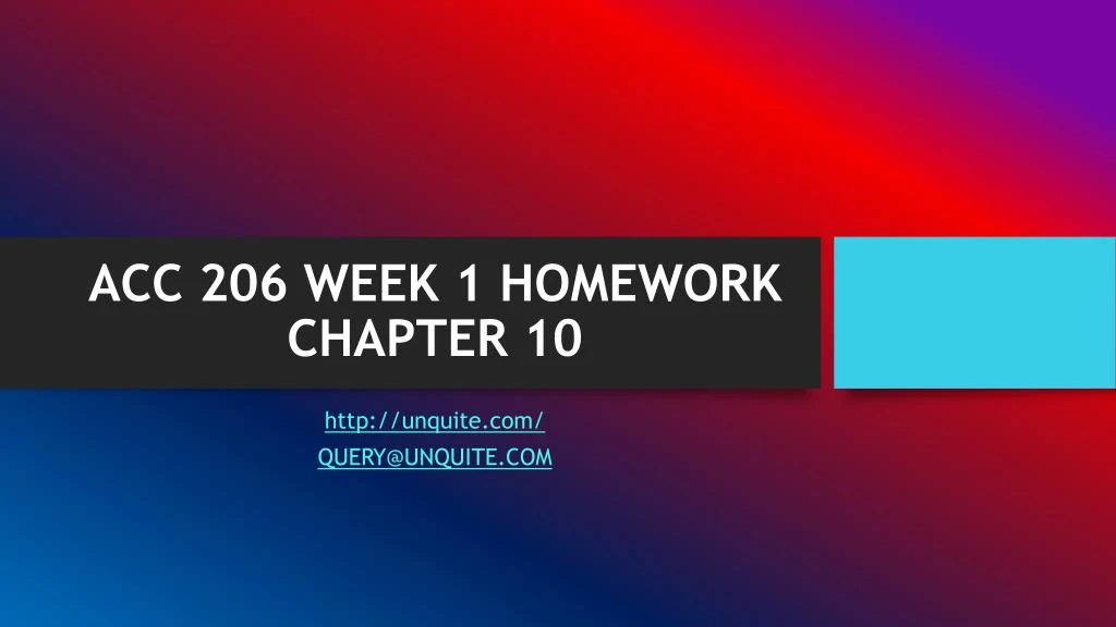 acc 206 week 1 homework chapter 10