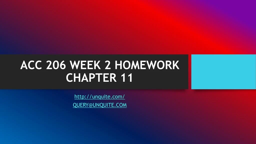 acc 206 week 2 homework chapter 11