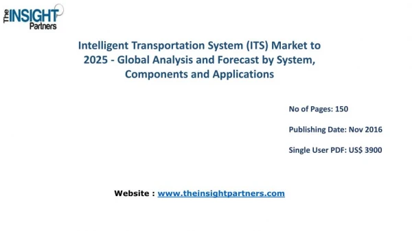 Intelligent Transportation System (ITS) Industry Market Share, Size, Forecast and Trends by 2025– The Insight Partners