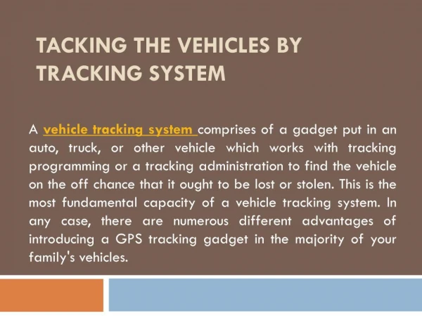 Tacking the Vehicles by Tracking System
