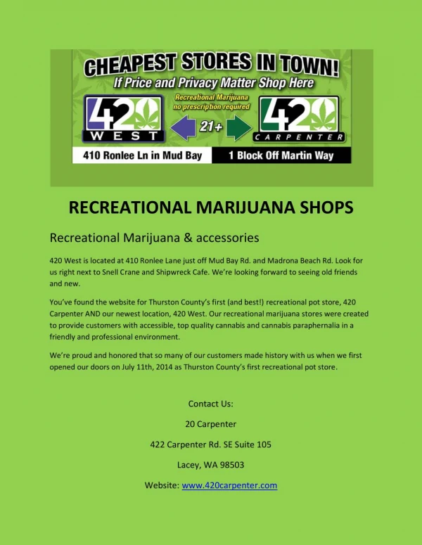 Recreational Marijuana Shops