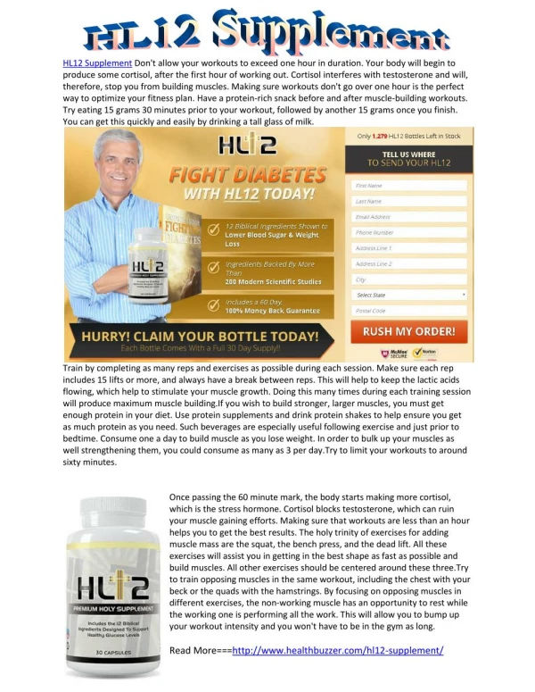 HL12 Supplement For the best results