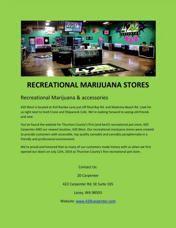 Recreational Marijuana Stores