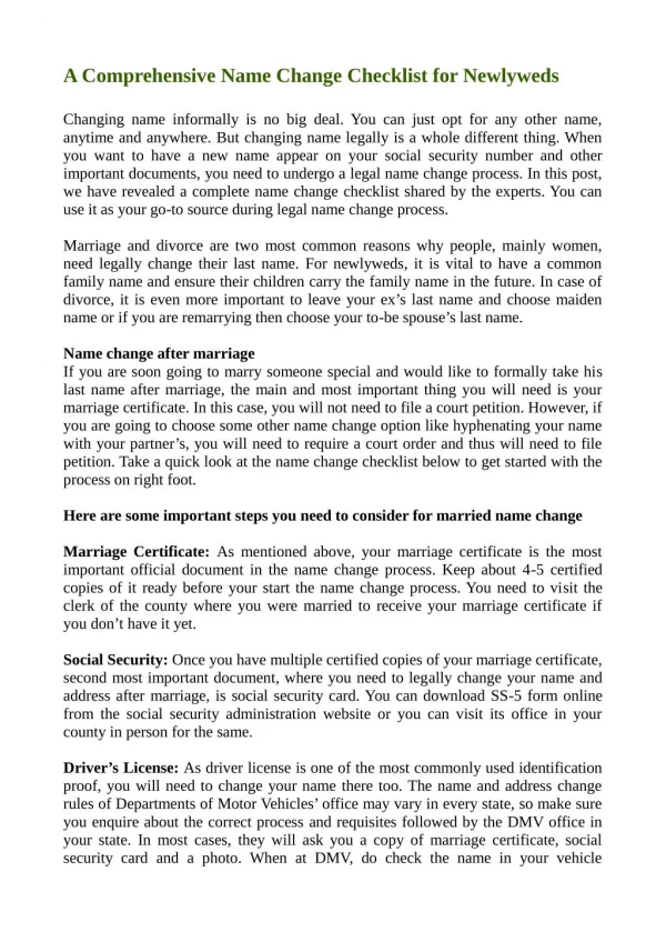 A Comprehensive Name Change Checklist for Newlyweds