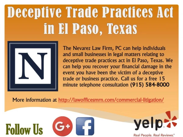 Deceptive Trade Practices Act in El Paso, Texas