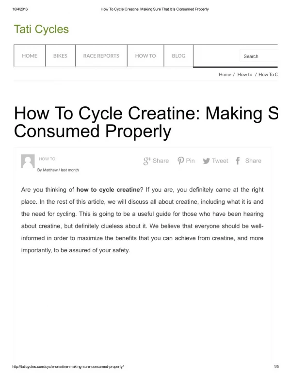 How To Cycle Creatine: Making Sure That It Is Consumed Properly