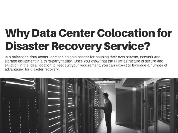Why Data Center Colocation for Disaster Recovery Service - Web Werks