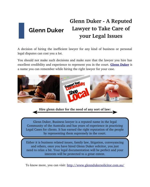 Glenn Duker - A Reputed Lawyer to Take Care of your Legal Issues