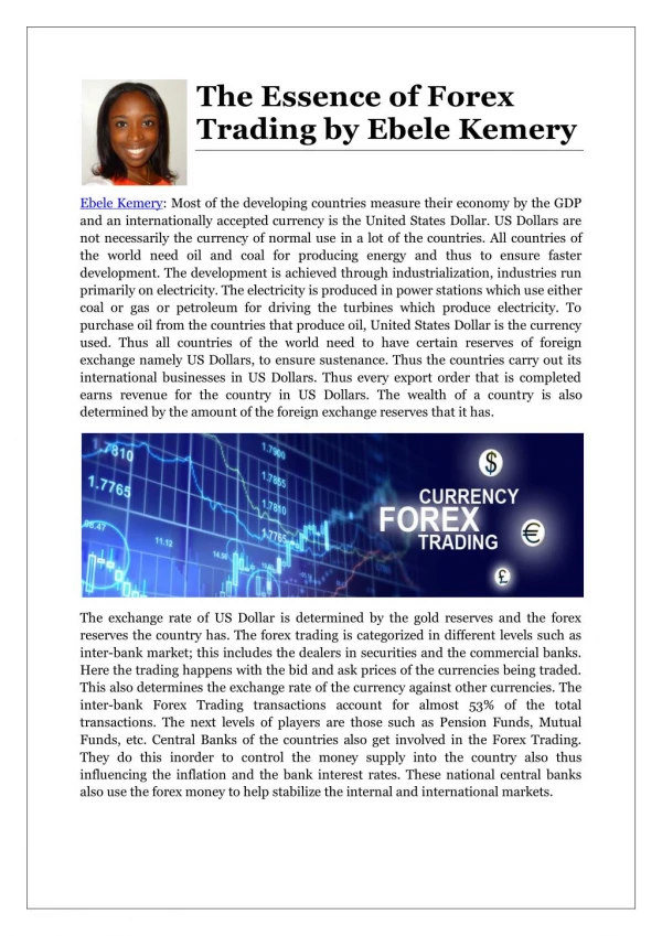 The Essence of Forex Trading by Ebele Kemery