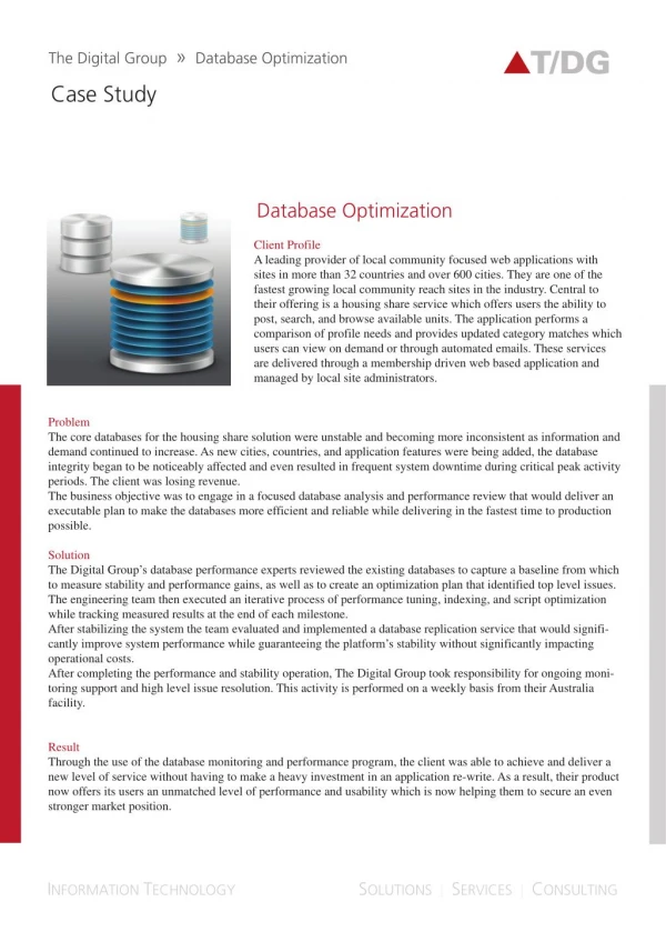 Database Optimization For Performance and Stability Operation Case Study