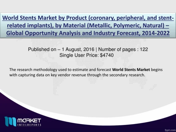 Stents Market: affordability of stent operation and safety is driving the demand through 2022