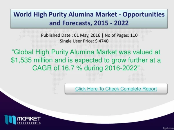 World High Purity Alumina Market Trends & Growth 2022