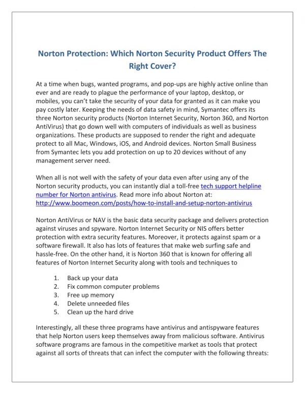 Norton Protection: Which Norton Security Product Offers The Right Cover?