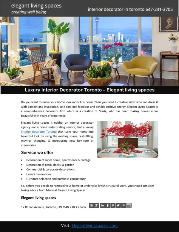 Luxury Interior Decorator Toronto – Elegant living spaces