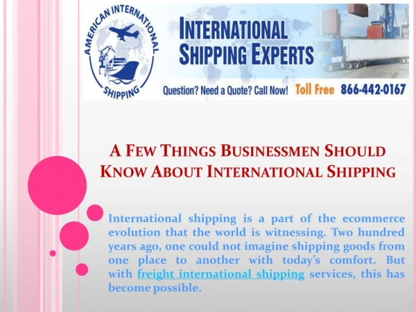 A Few Things Businessmen Should Know About International Shipping