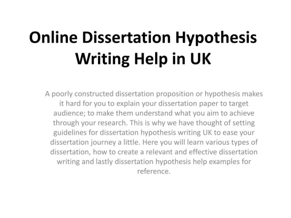 How to develop clear and strong dissertation hypothesis UK