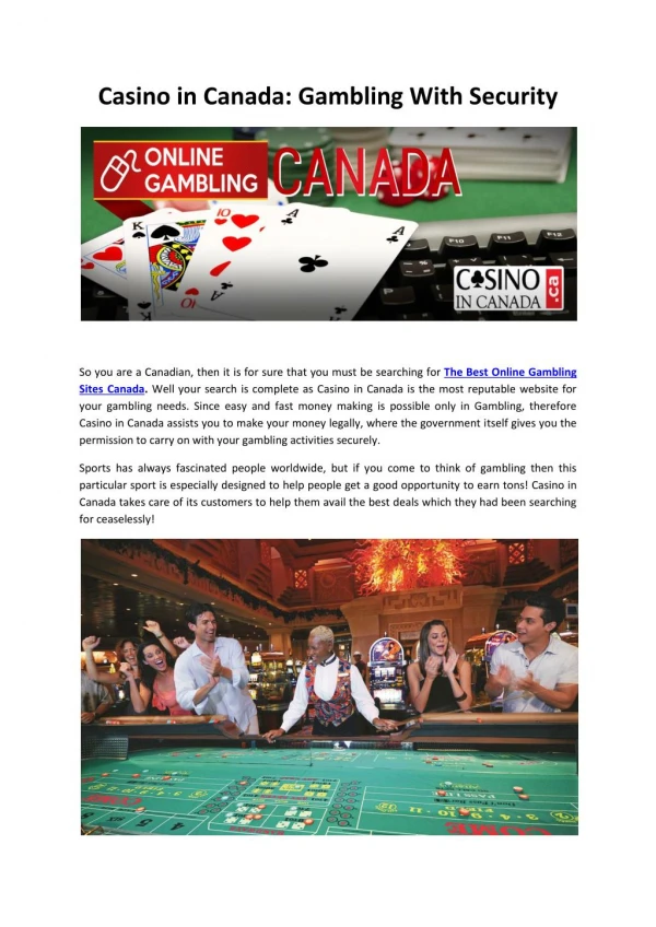 Casino in Canada: Gambling with Security