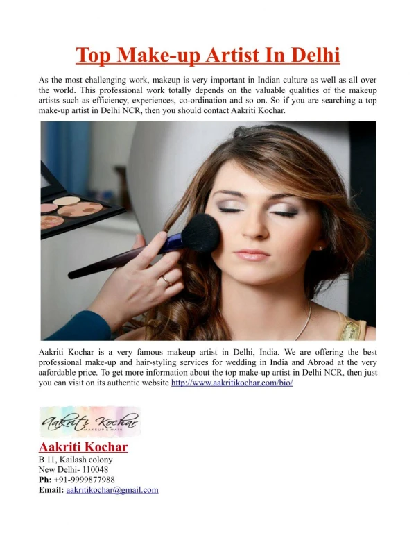 Top Make-up Artist In Delhi