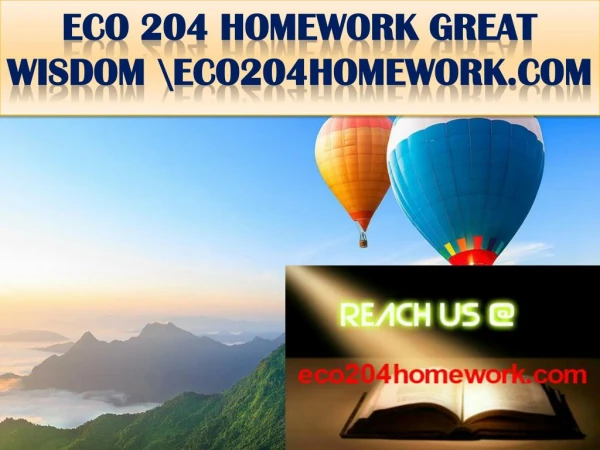 ECO 204 HOMEWORK GREAT WISDOM \eco204homework.com