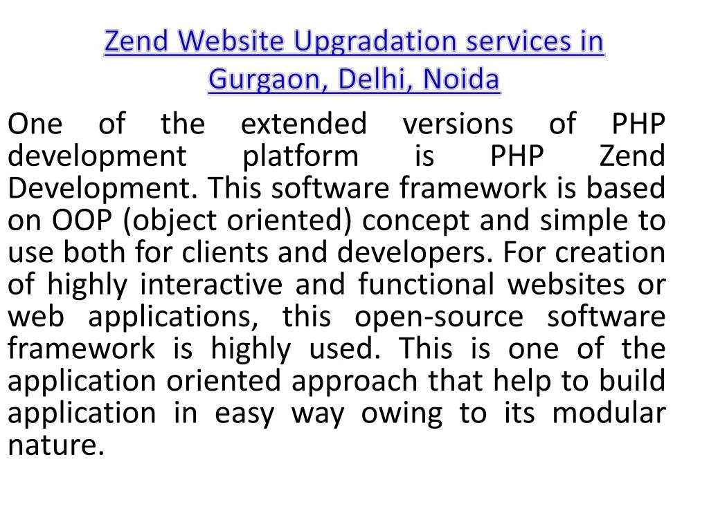 zend website upgradation services in gurgaon delhi noida