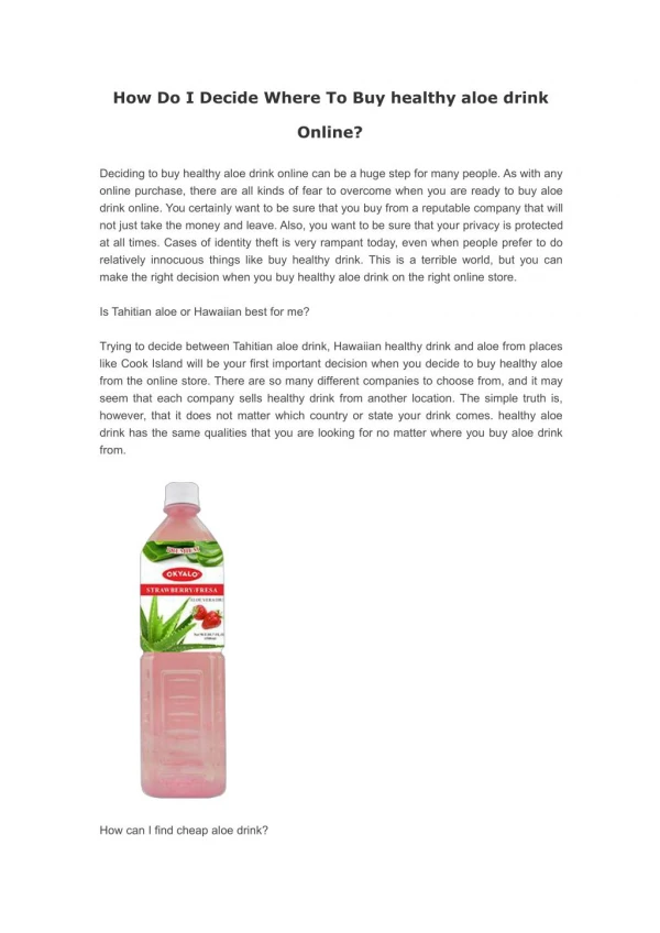 How Do I Decide Where To Buy healthy aloe drink Online?