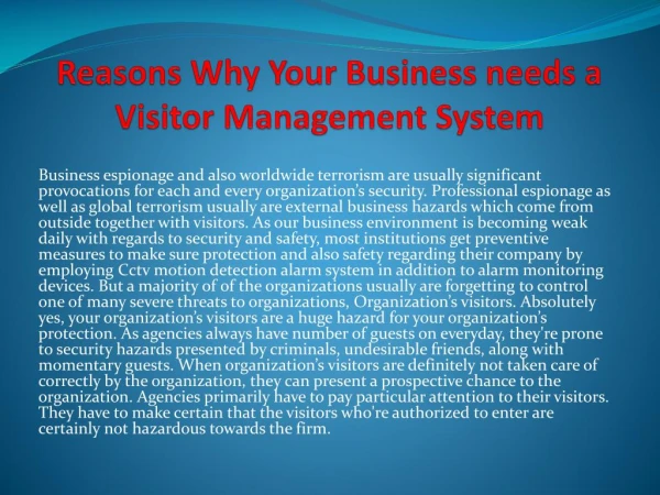 Reasons Why Your Business needs a Visitor Management System