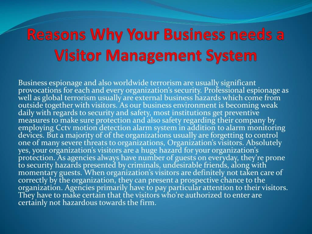 reasons why your business needs a visitor management system