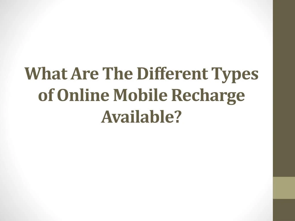 what are the different types of online mobile recharge available