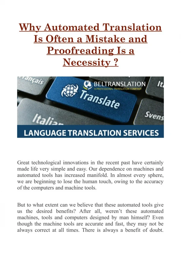 Why Automated Translation Is Often a Mistake and Proofreading Is a Necessity