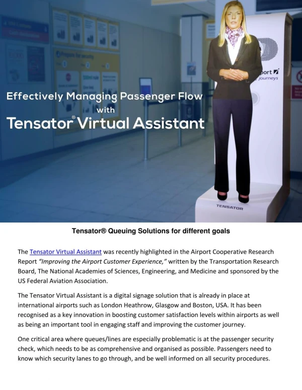 Effectively Managing Passenger Flow With Tensator Virtual Assistants