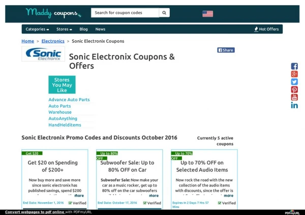 Sonic Electronix Coupons, Coupon Codes, Promo Codes