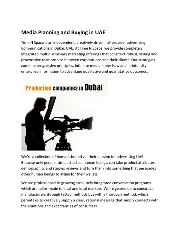 Media Planning and Buying in UAE