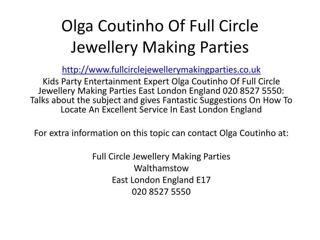 olga coutinho of full circle jewellery making parties