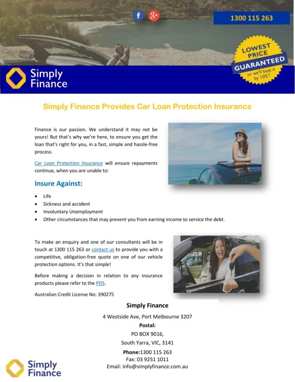 Simply Finance Provides Car Loan Protection Insurance