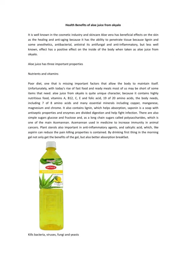 Health Benefits of aloe juice from okyalo
