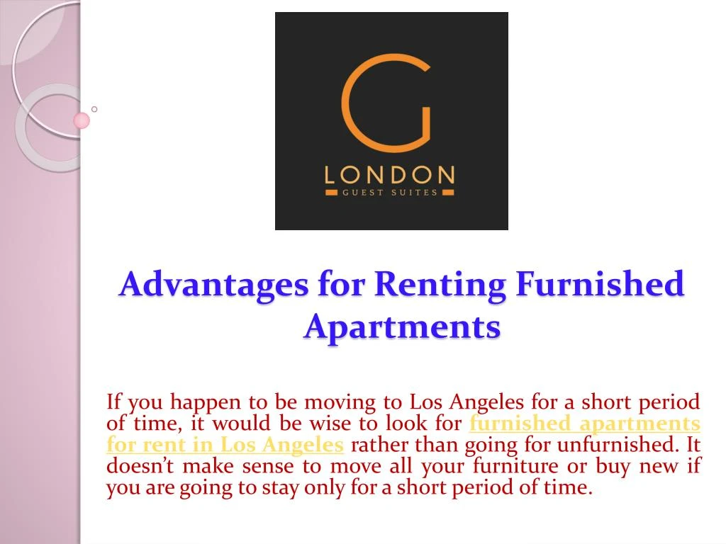 advantages for renting furnished apartments